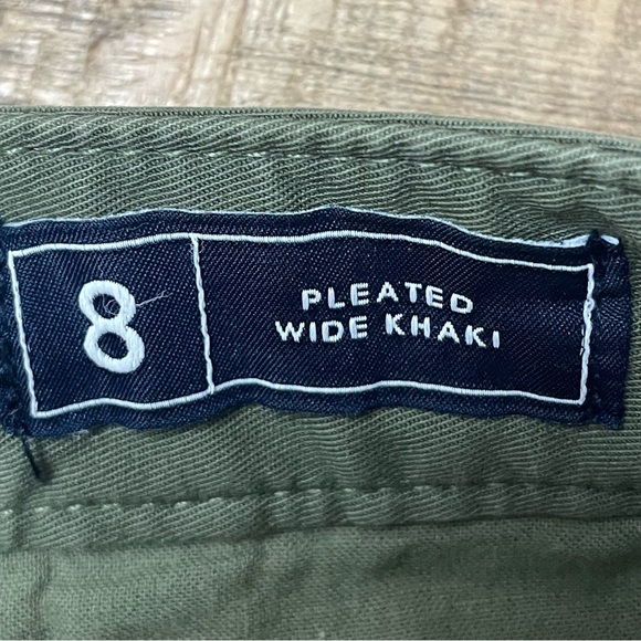 Gap Pants Womens 8 Pleated Wide Leg Khaki Olive Green Boho Hipster - Picture 9 of 13